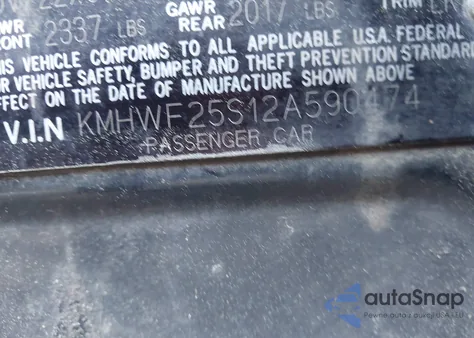 2002 Hyundai Sonata z USA, uszkodzony, nr VIN KMHWF25S12A590474